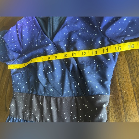 Wayward Fancies by eShakti Star Print Blue Purple Fit and Flare Midi Dress XS - Picture 5 of 7